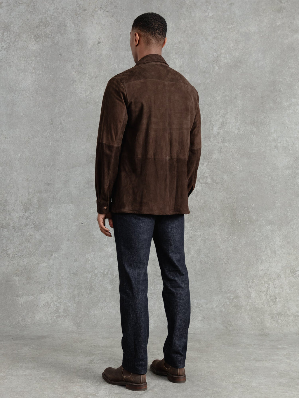 The Suede Studded Overshirt - Brown