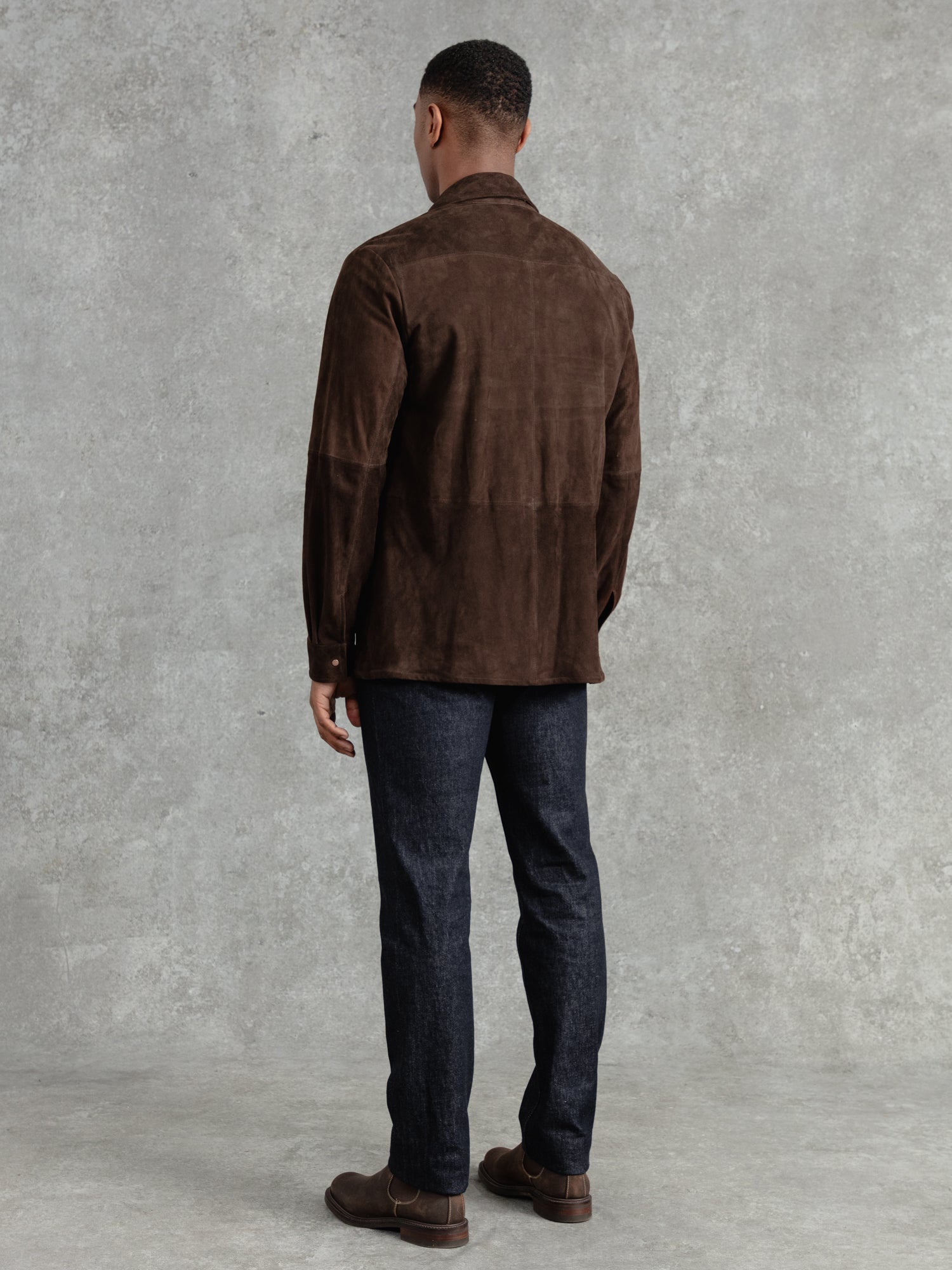 The Suede Studded Overshirt - Brown