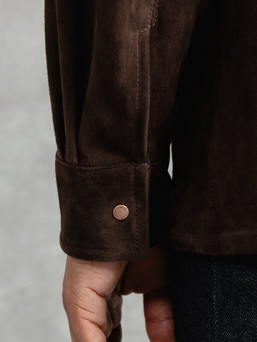The Suede Studded Overshirt - Brown
