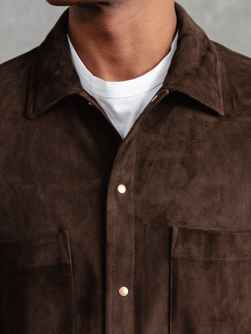 The Suede Studded Overshirt - Brown