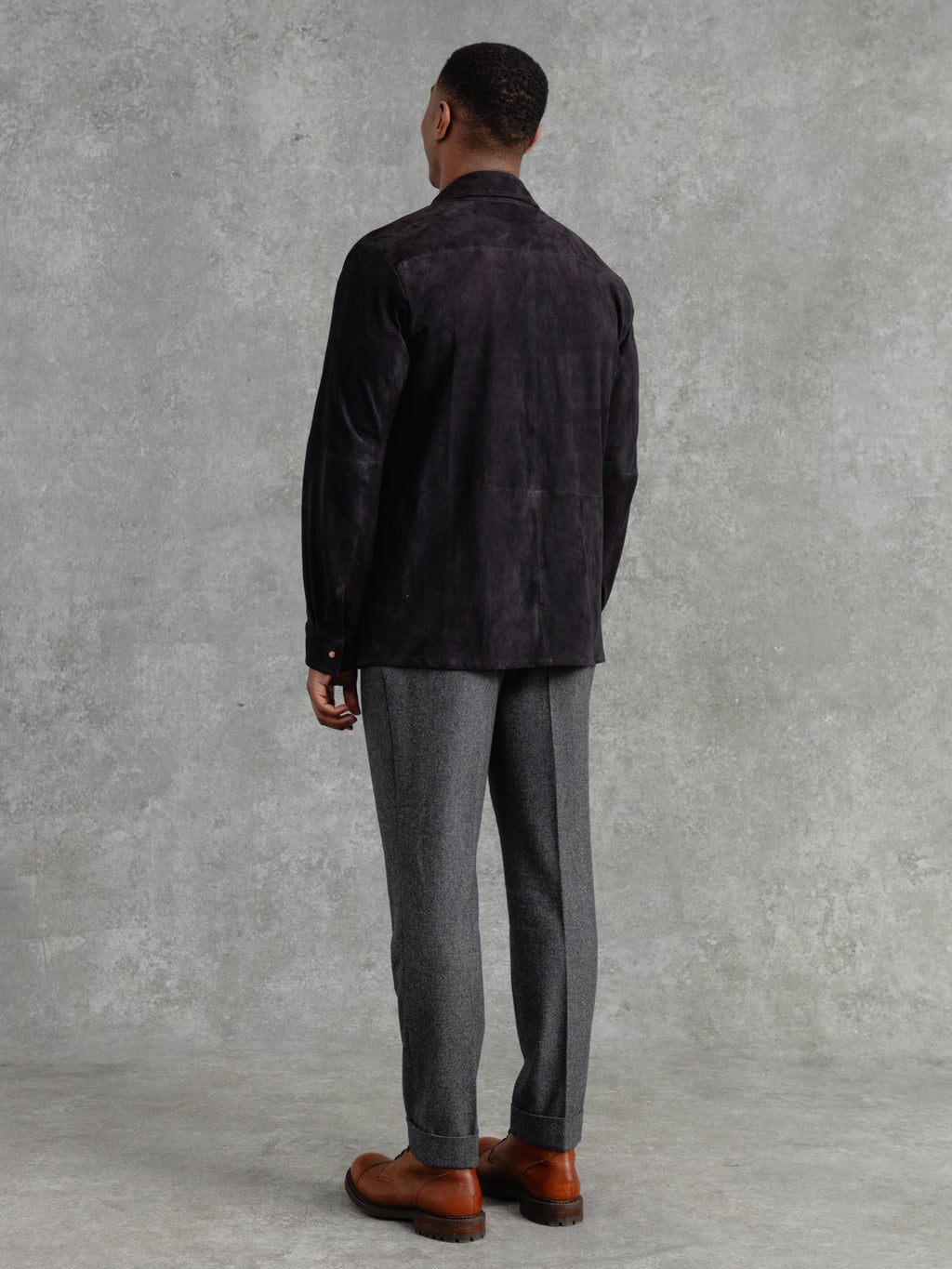 The Suede Studded Overshirt - Midnight