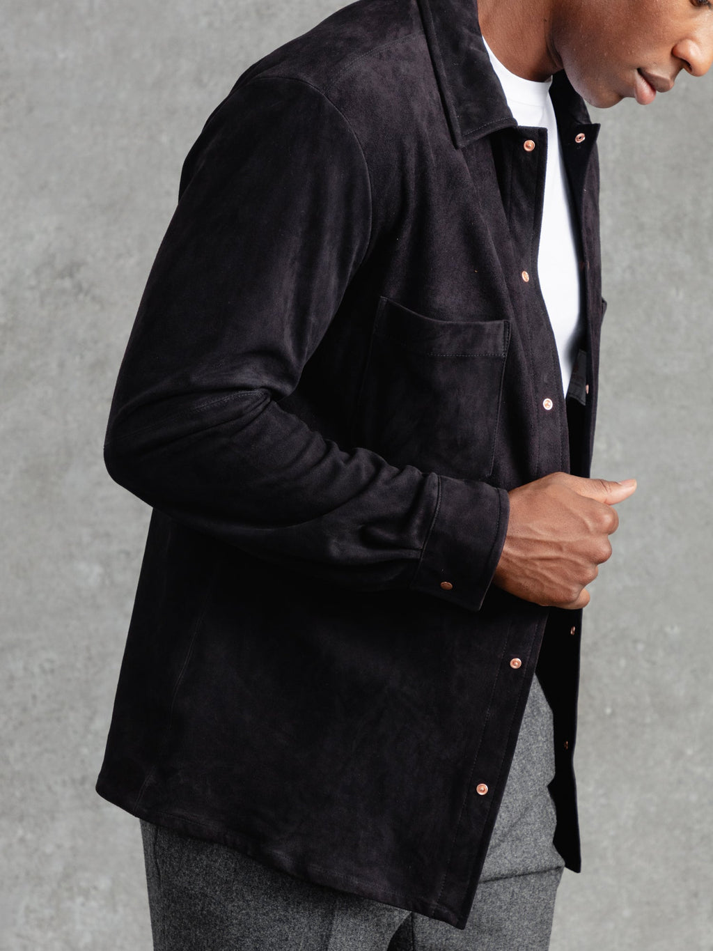 The Suede Studded Overshirt - Midnight