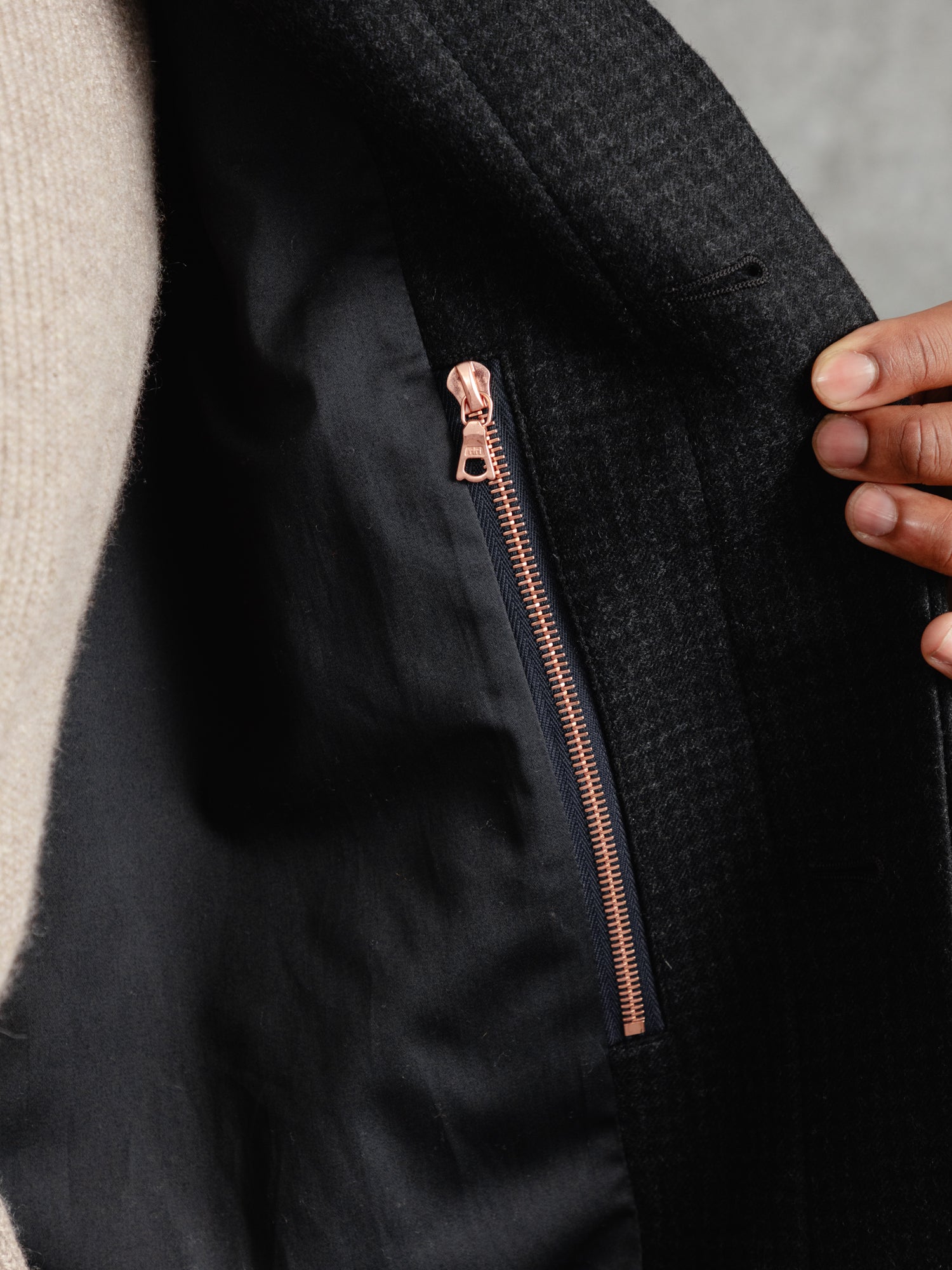 The Woollen Crew Coat - Charcoal Dogtooth