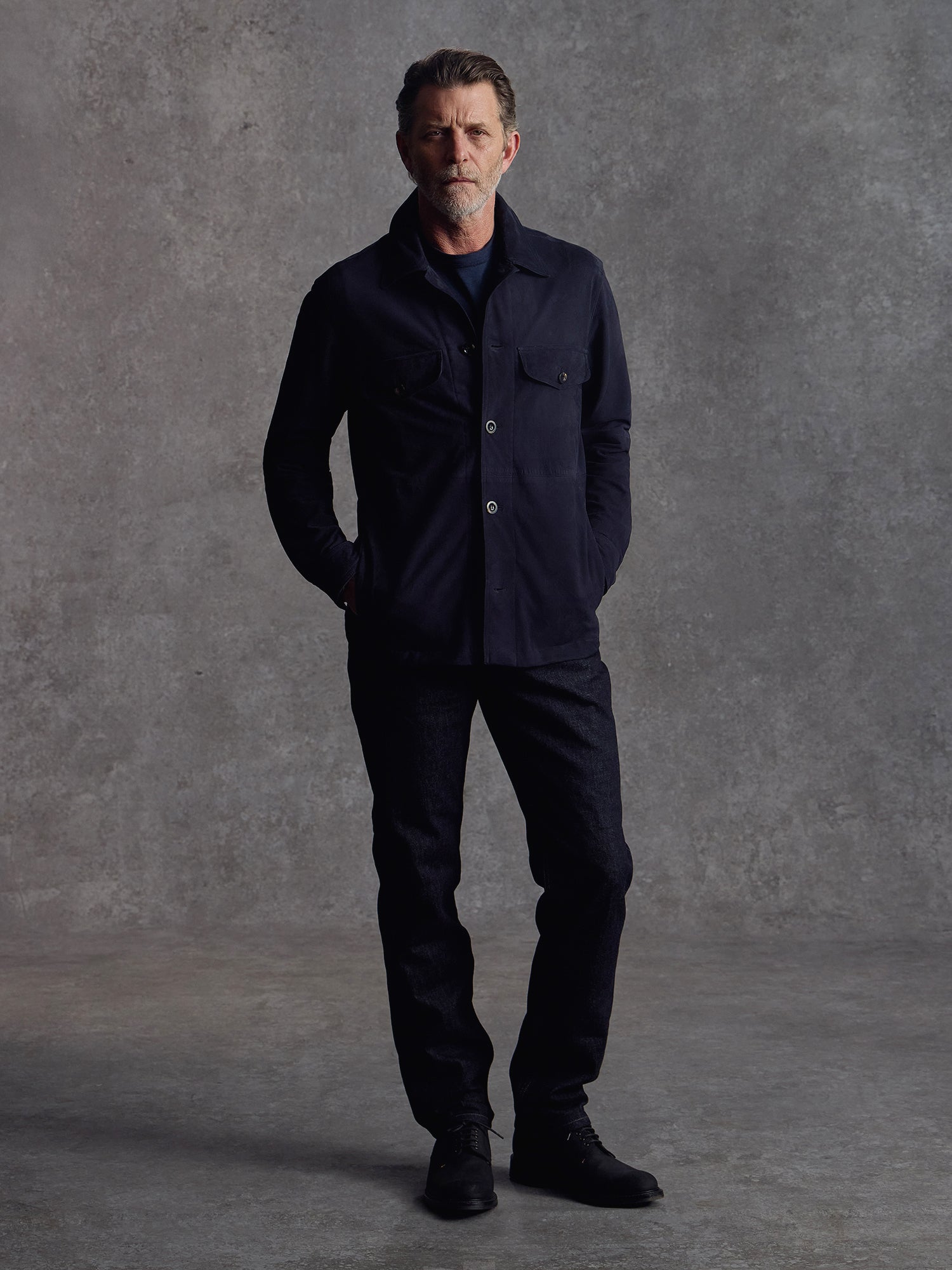 The Shadow Suede Overshirt - Navy