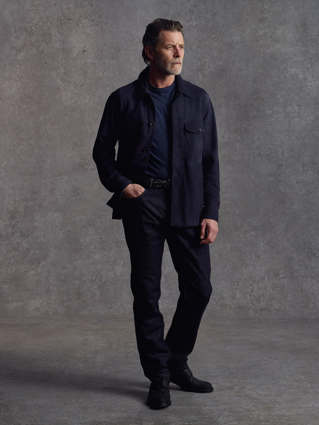 The Shadow Suede Overshirt - Navy