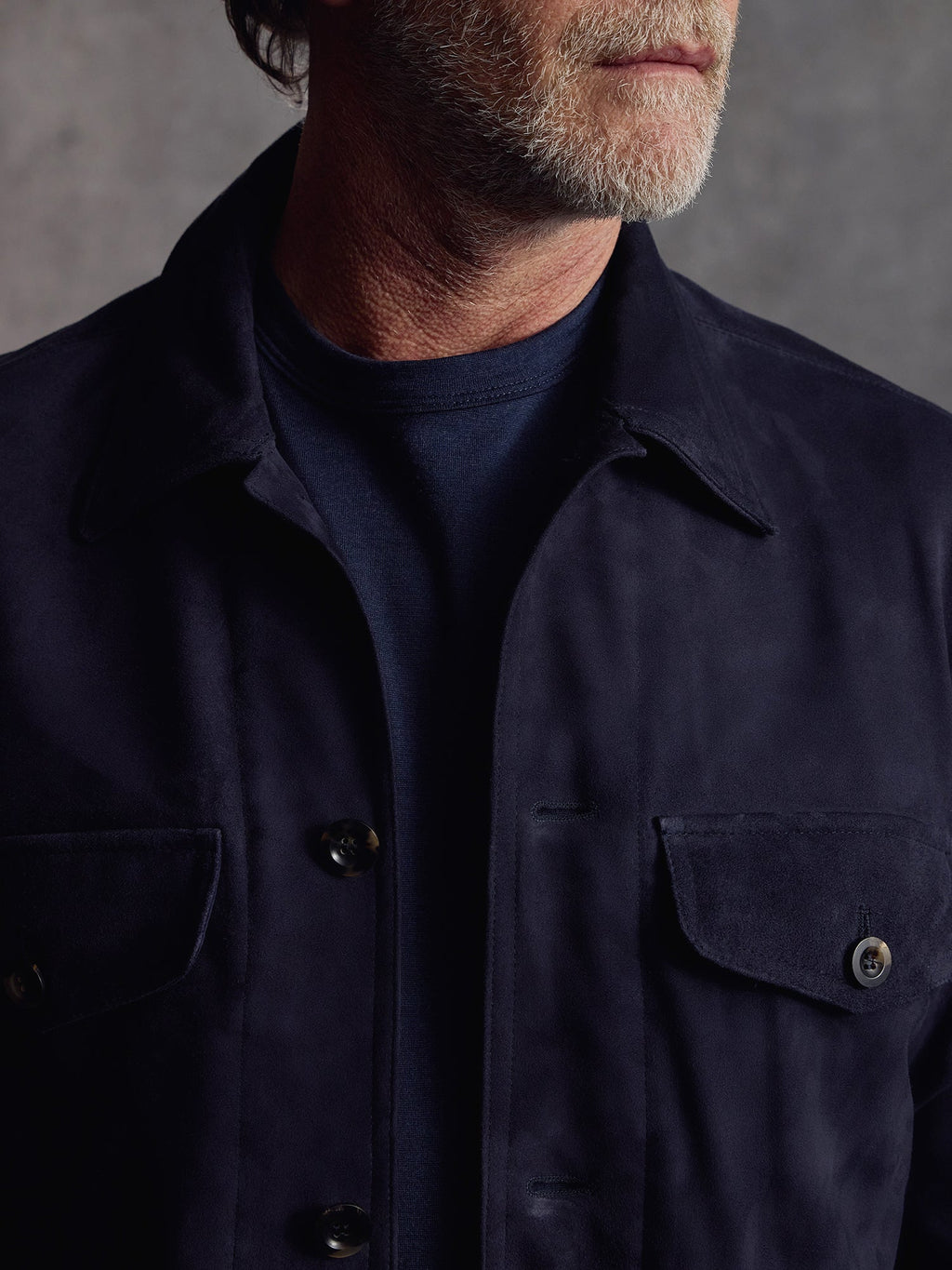 The Shadow Suede Overshirt - Navy