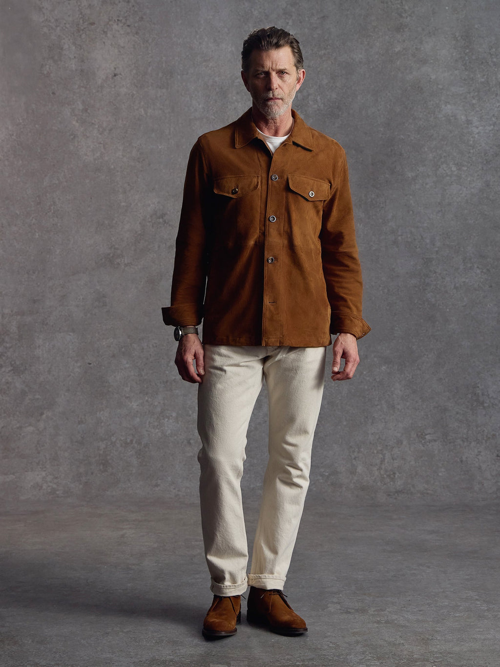 The Shadow Suede Overshirt - Tan