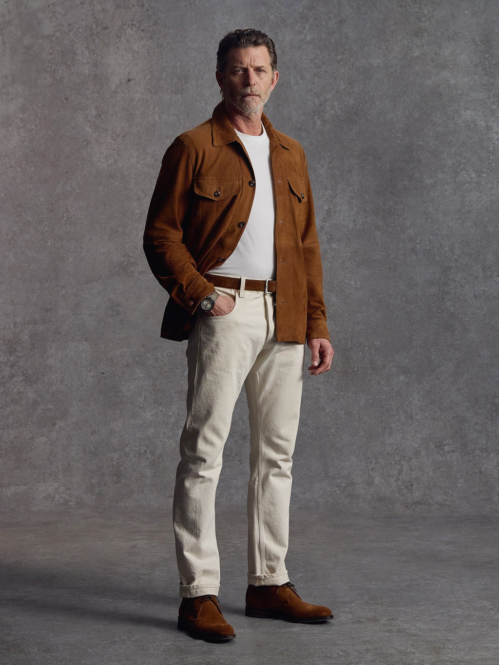 The Shadow Suede Overshirt - Tan