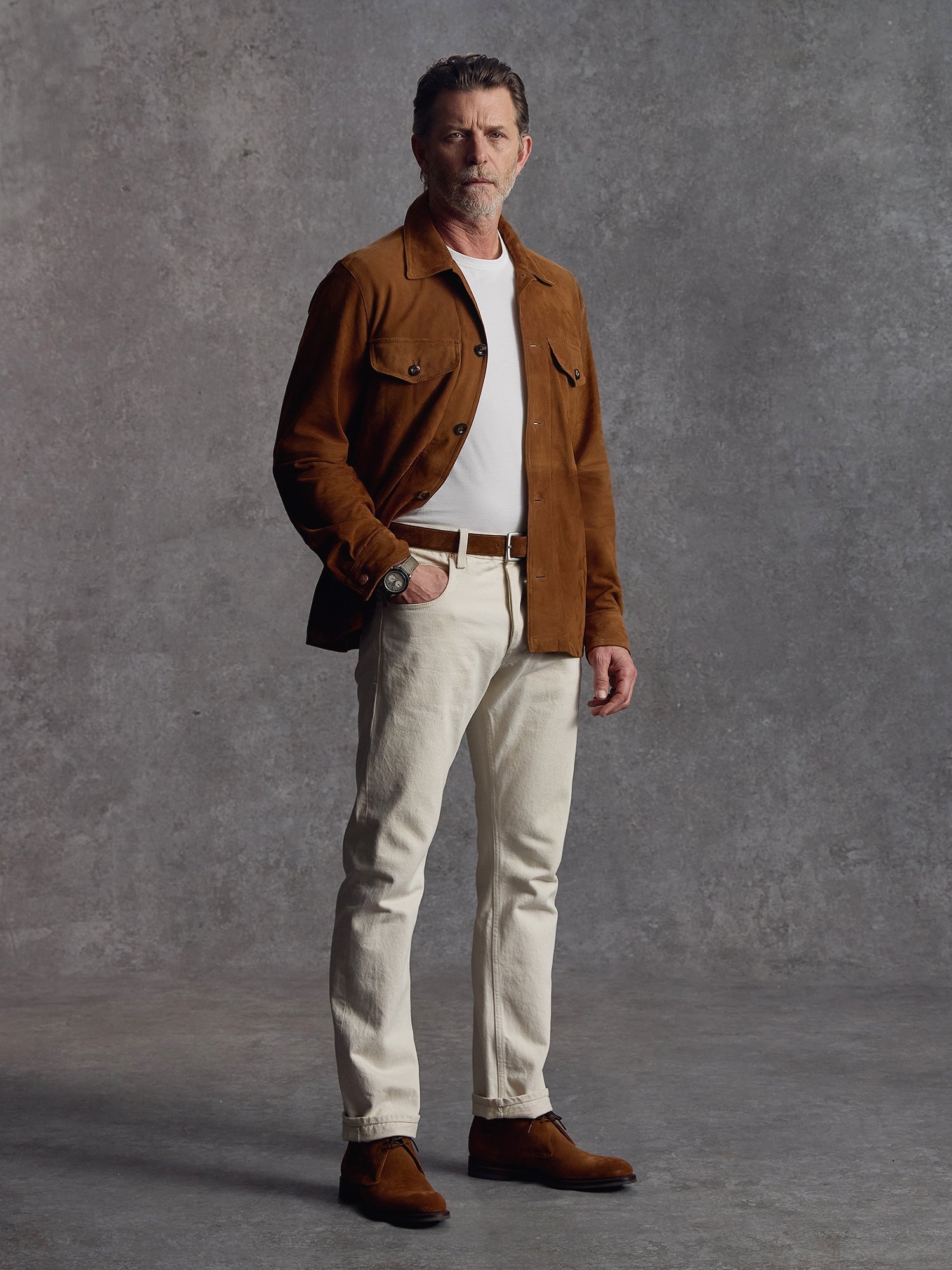 The Shadow Suede Overshirt - Tan