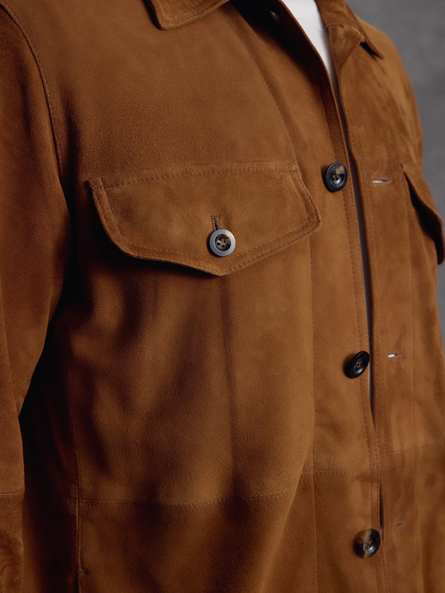 The Shadow Suede Overshirt - Tan