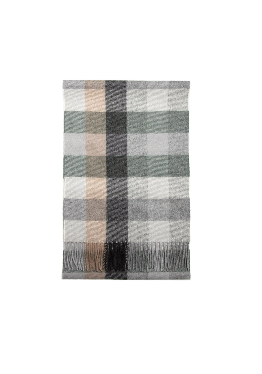The Cashmere Check Scarf - Moss Green Check