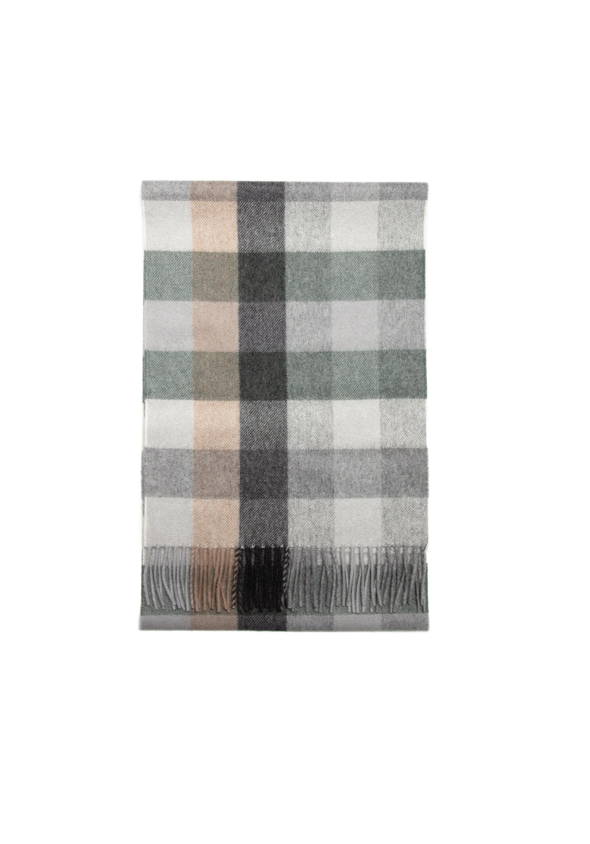 The Cashmere Check Scarf - Moss Green Check