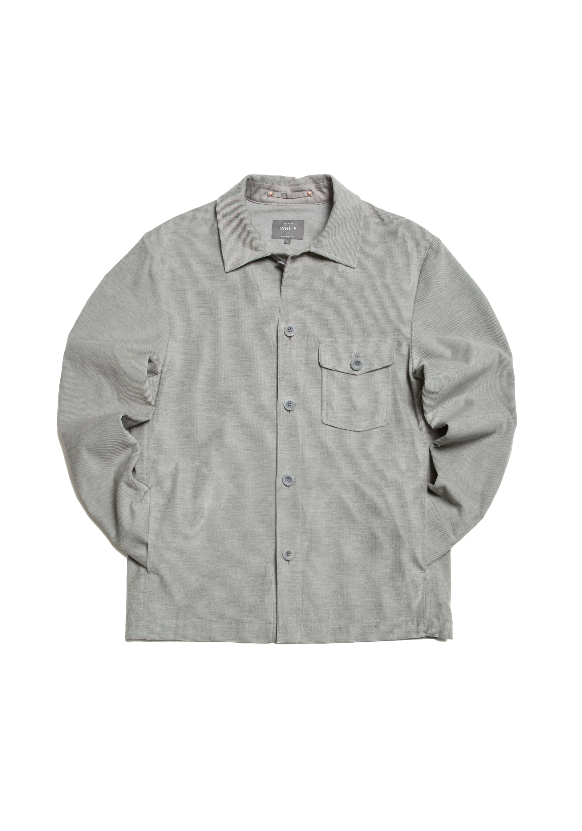 The Cord Patch Pocket Overshirt - Pale Grey