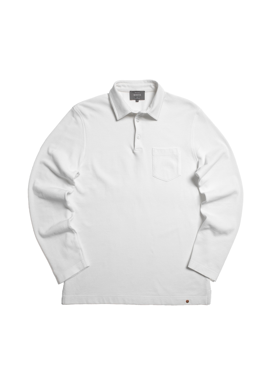 The Long Sleeve Edmond Pique Polo - Flake White