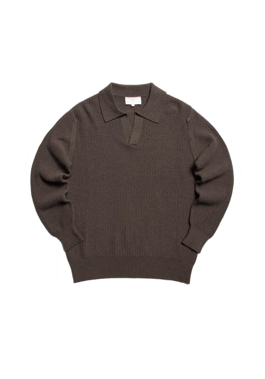 The Open Collar Cashmere Jumper - Bark