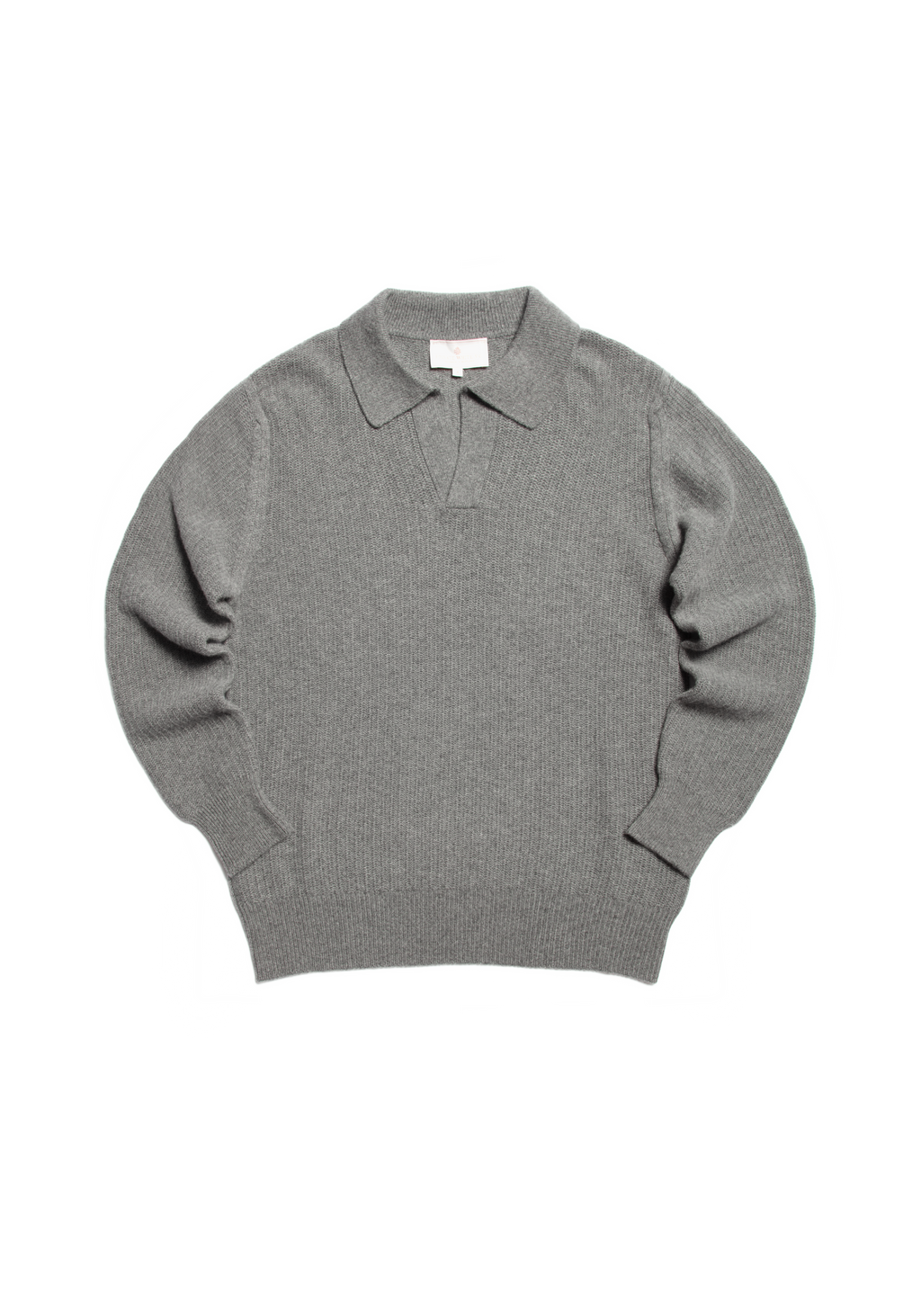 The Open Collar Cashmere Jumper - Cobble Grey