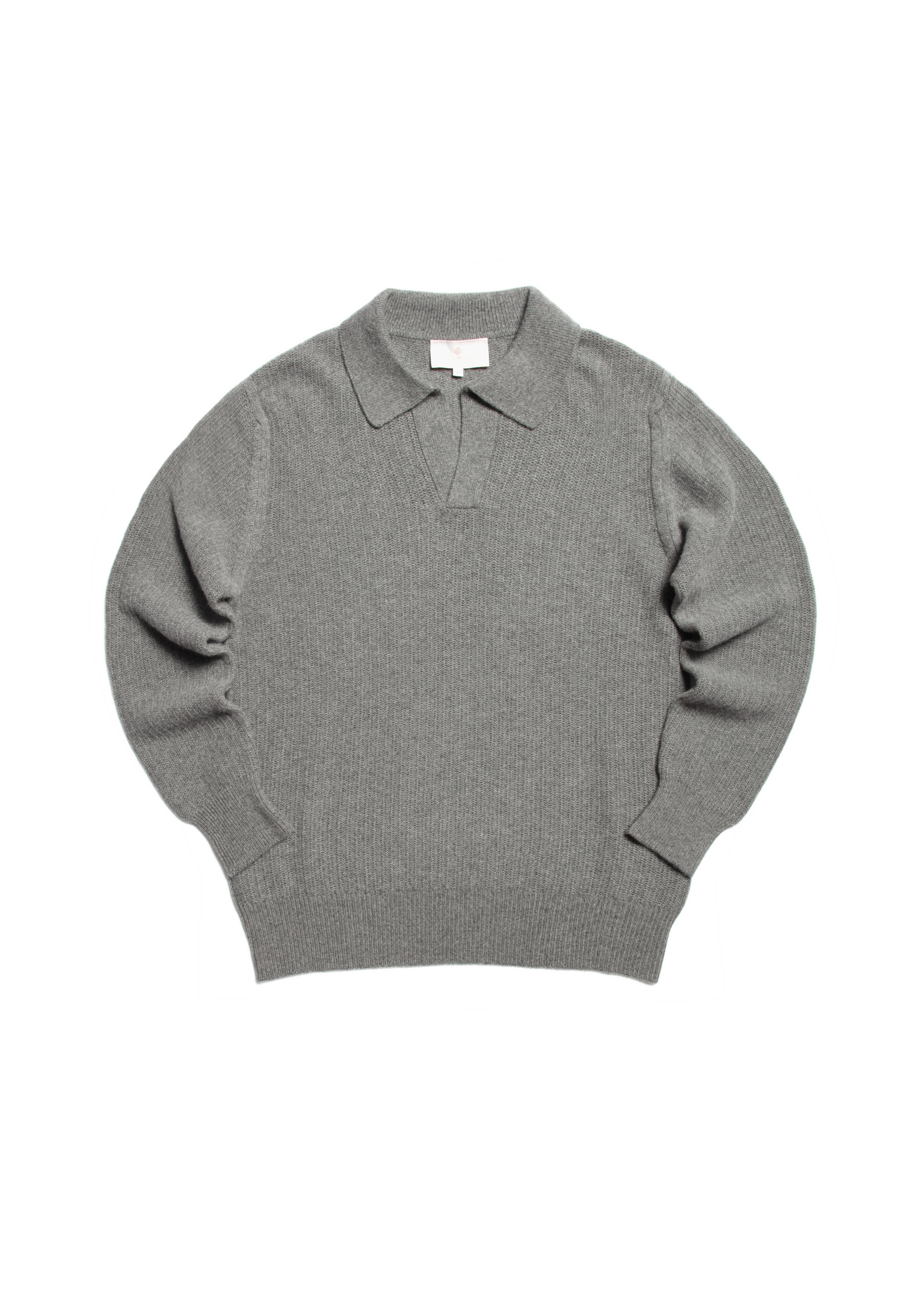 The Open Collar Cashmere Jumper - Cobble Grey