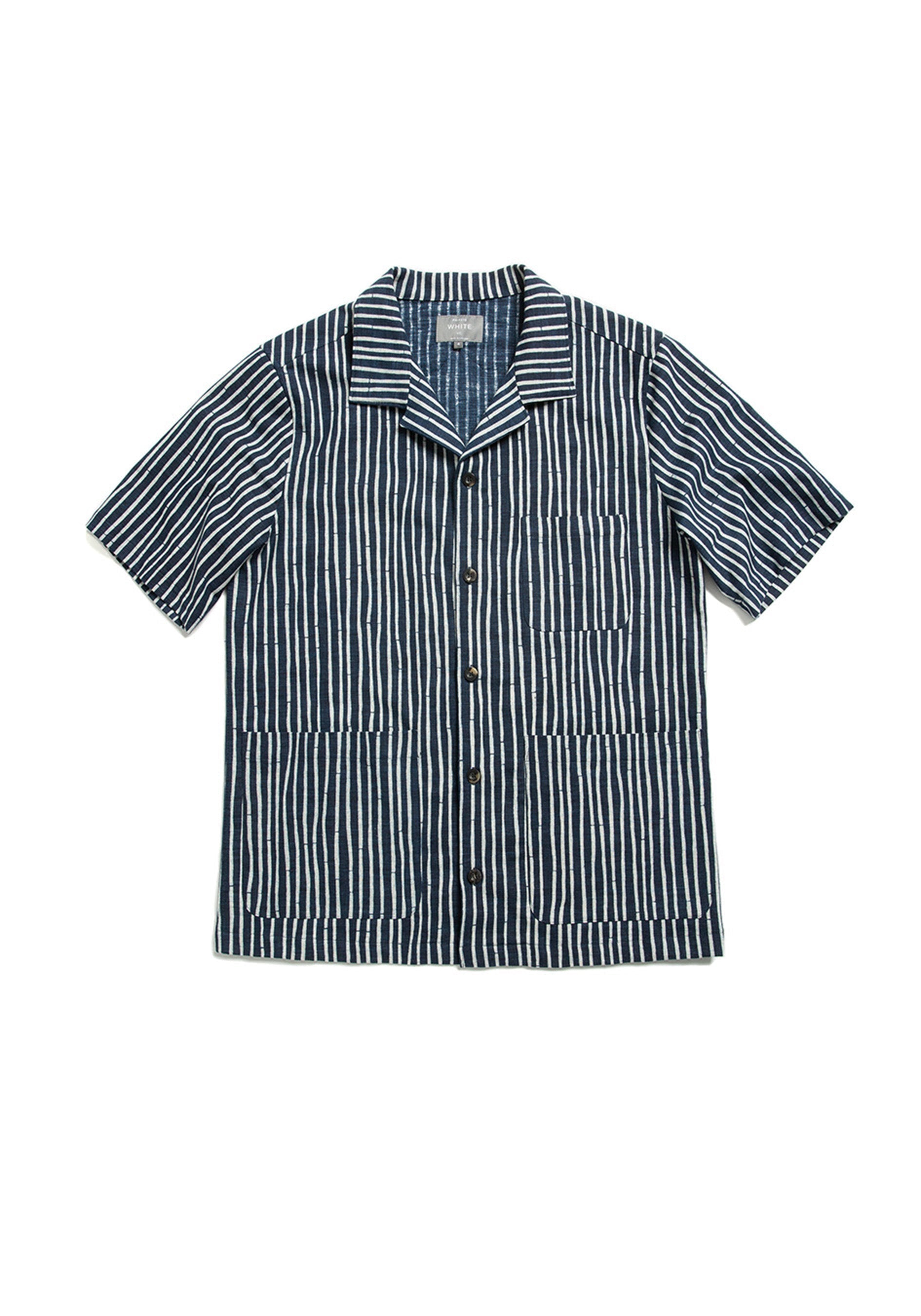 The Stripe Aldery Overshirt - Ink & Cobble Grey