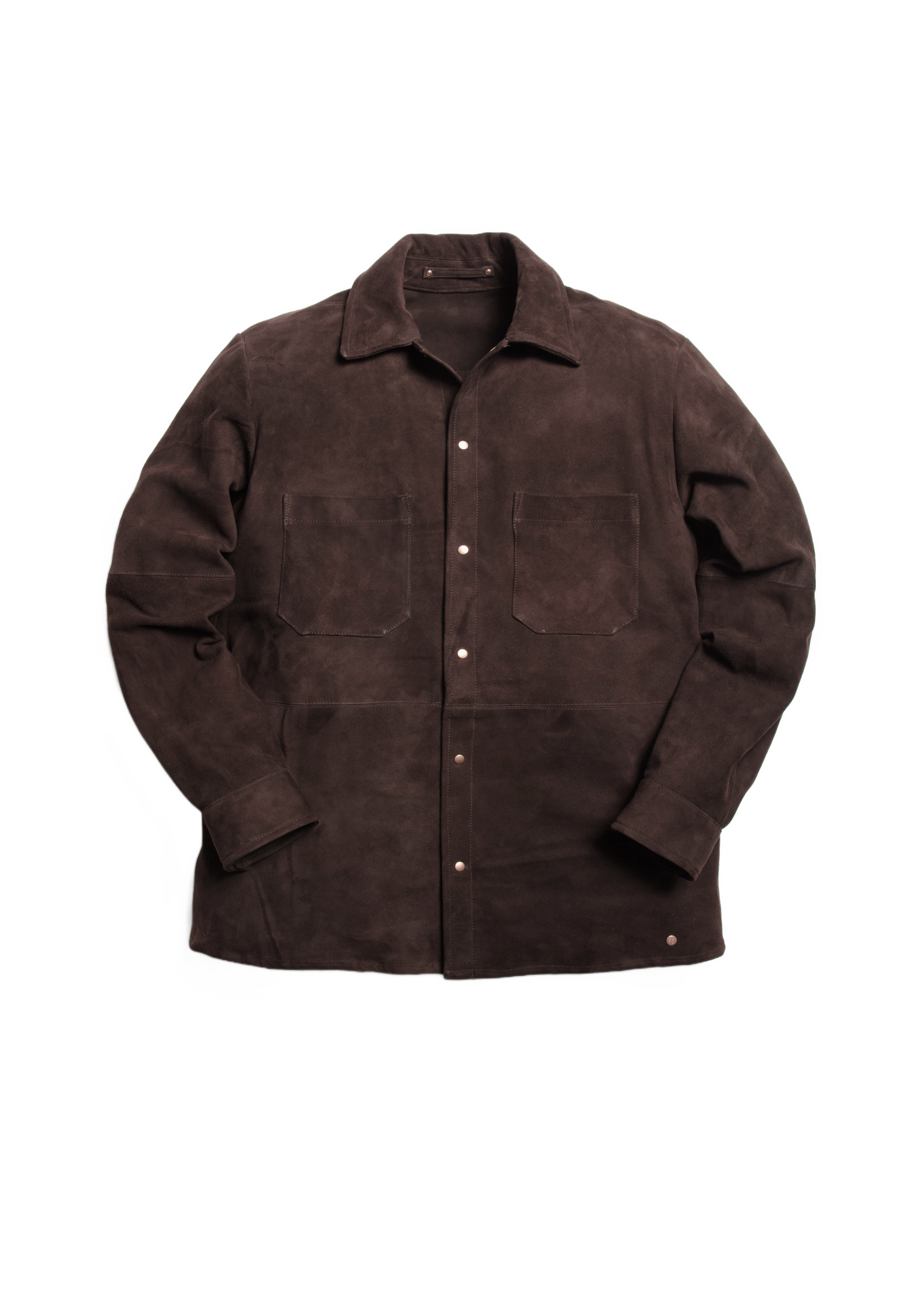 The Suede Studded Overshirt - Brown