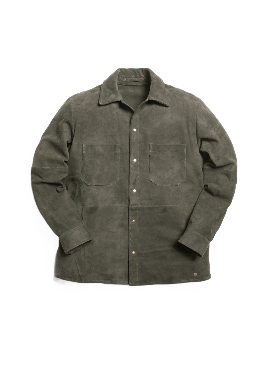 The Suede Studded Overshirt - Cobble Grey