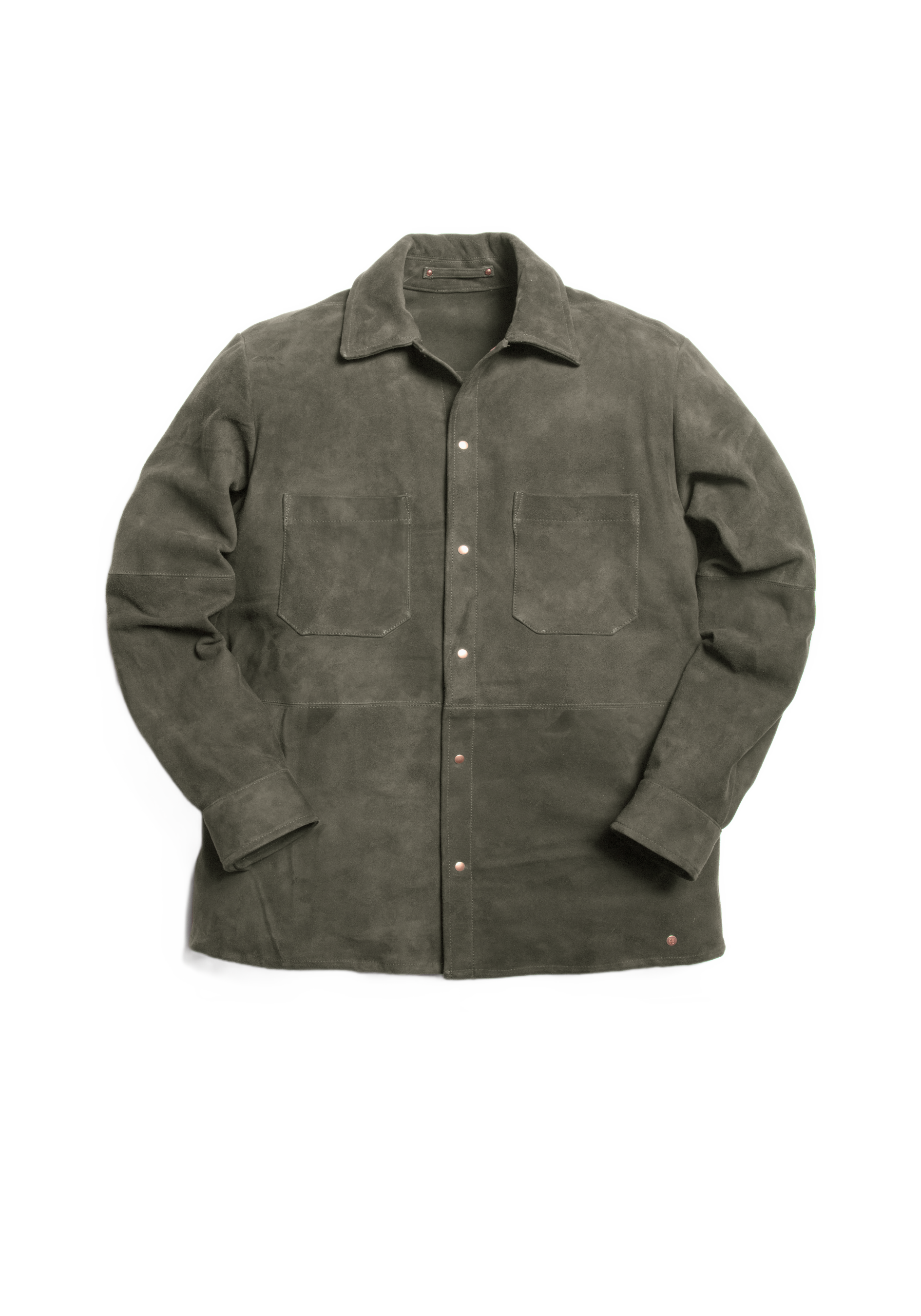 The Suede Studded Overshirt - Cobble Grey