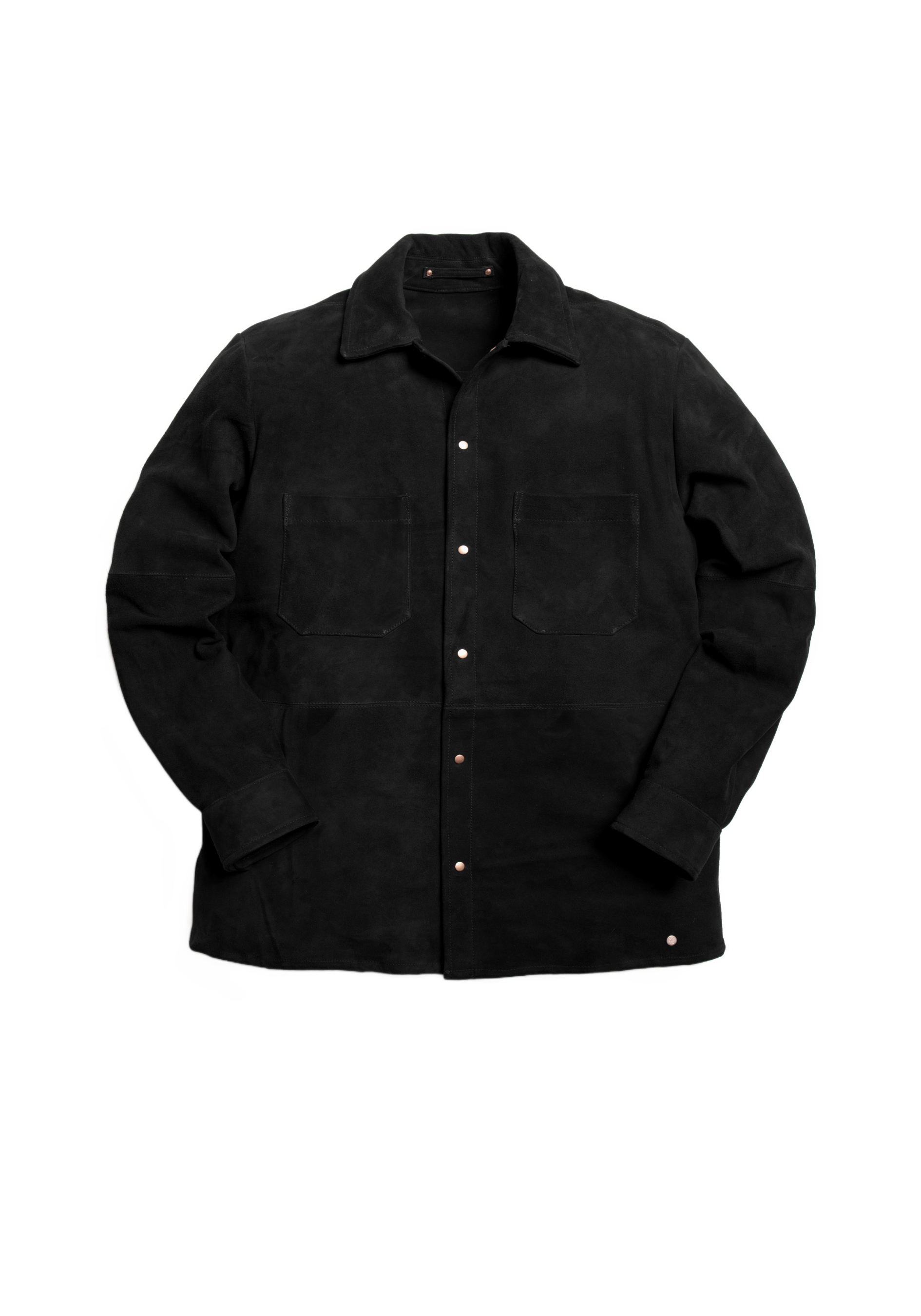 The Suede Studded Overshirt - Ivory Black