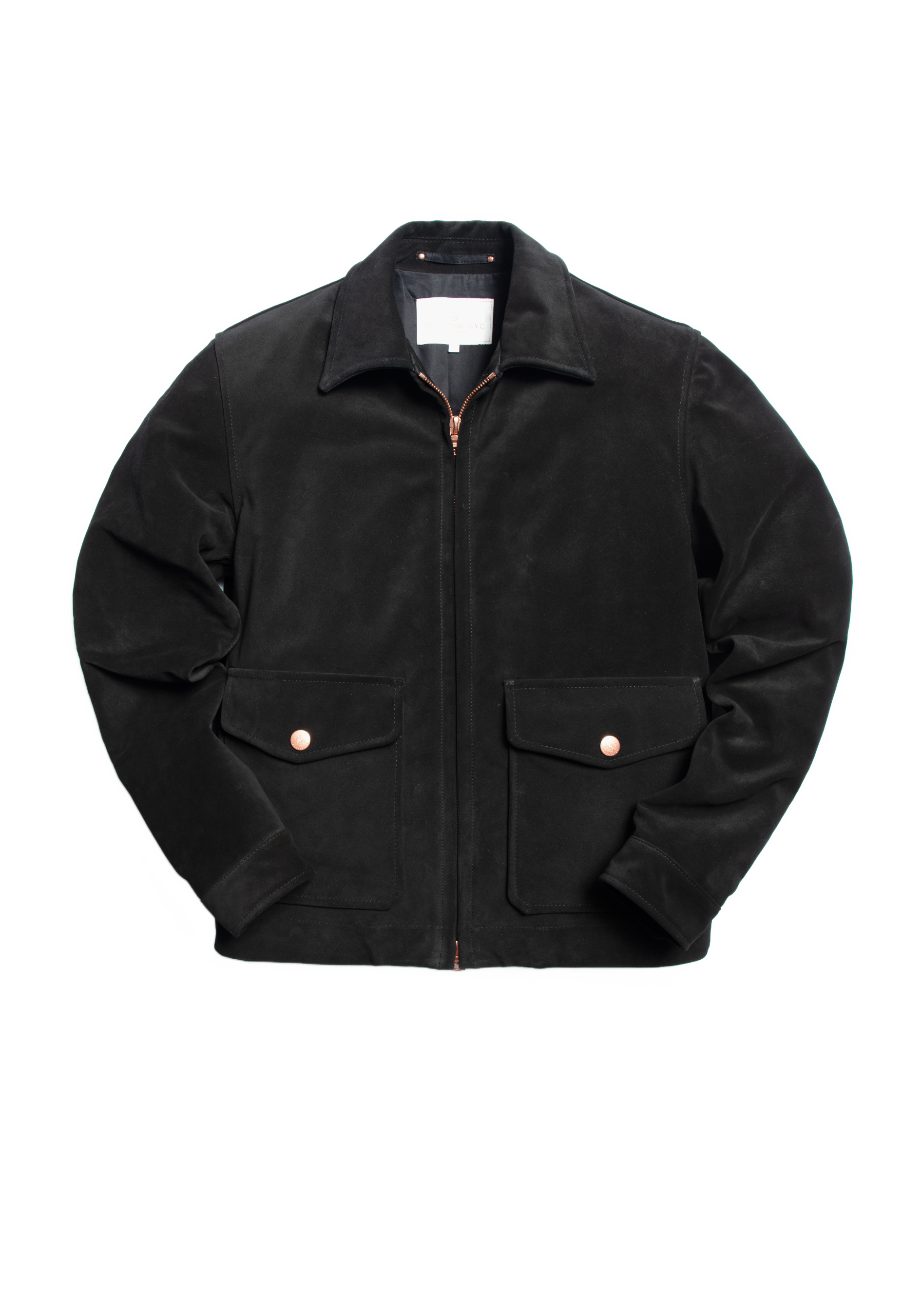 The Calf Suede Bomber - Ivory Black